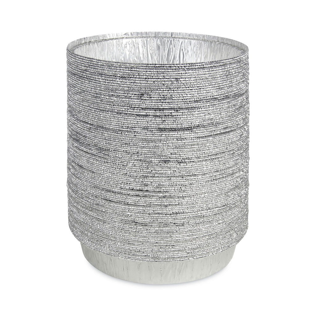 Round Aluminum To-Go Containers, 48 oz, 9" Diameter x 1.66"h, Silver, 500/Carton