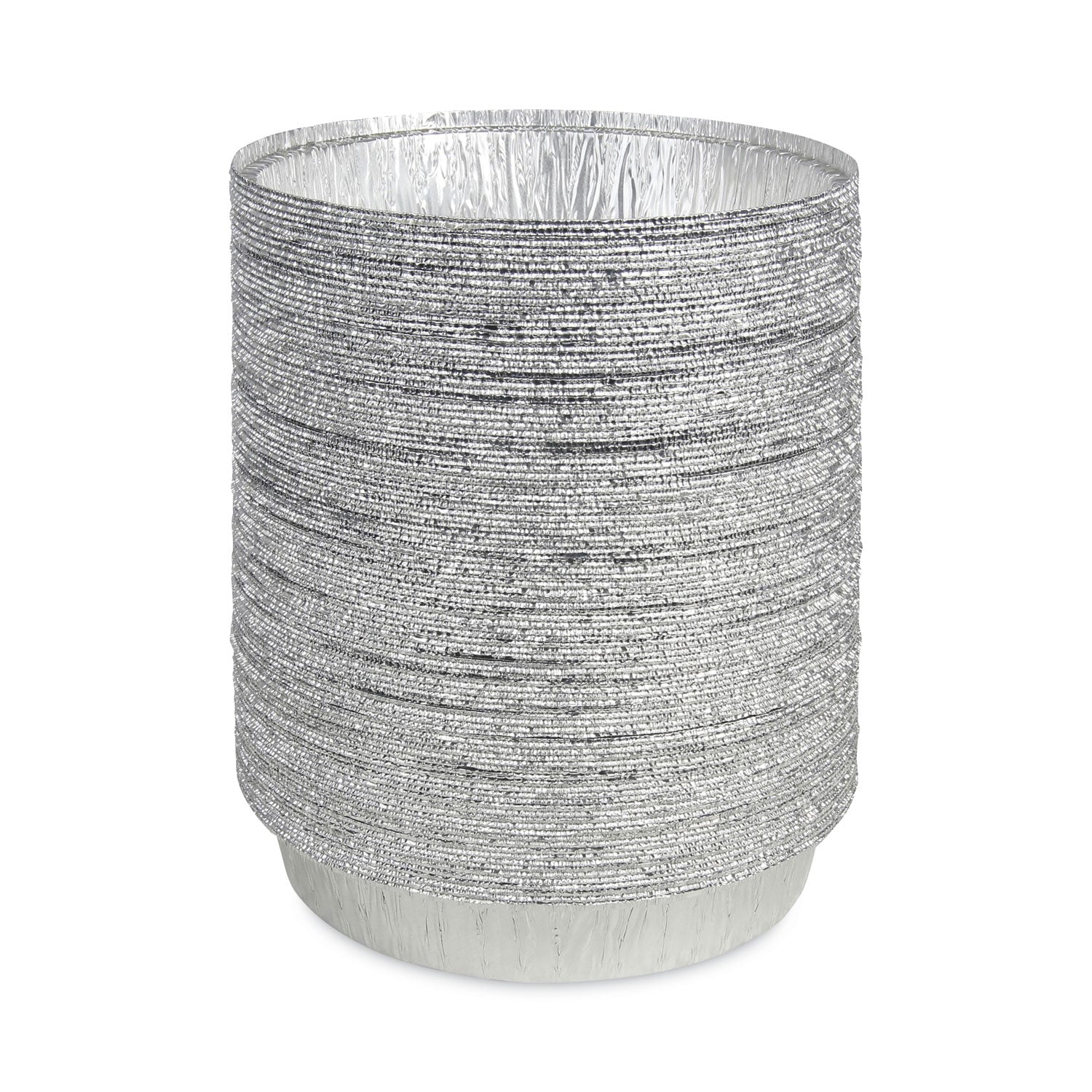 Round Aluminum To-Go Containers, 48 oz, 9" Diameter x 1.66"h, Silver, 500/Carton