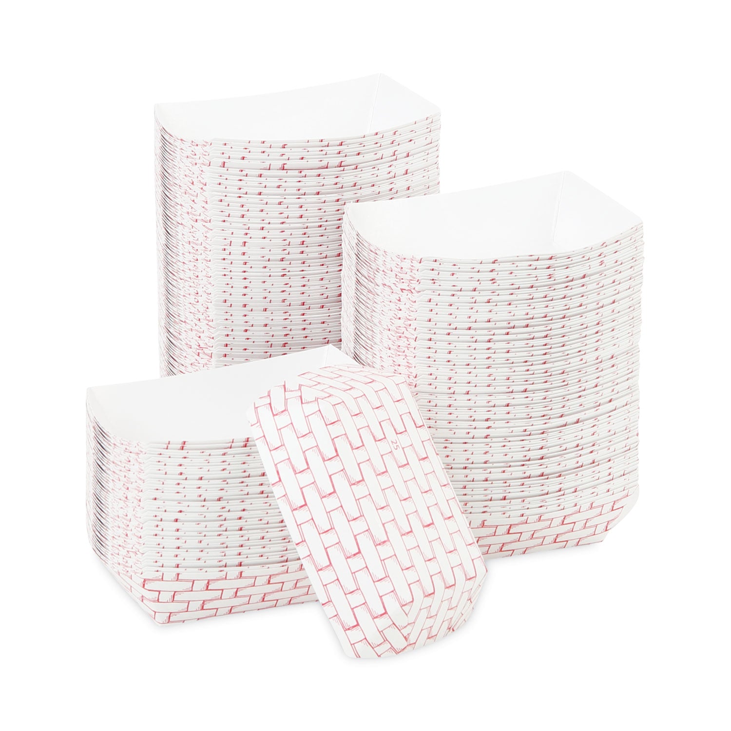 Paper Food Baskets, 0.25 lb Capacity, 2.69 x 4 x 1.05, Red/White, 1,000/Carton - 