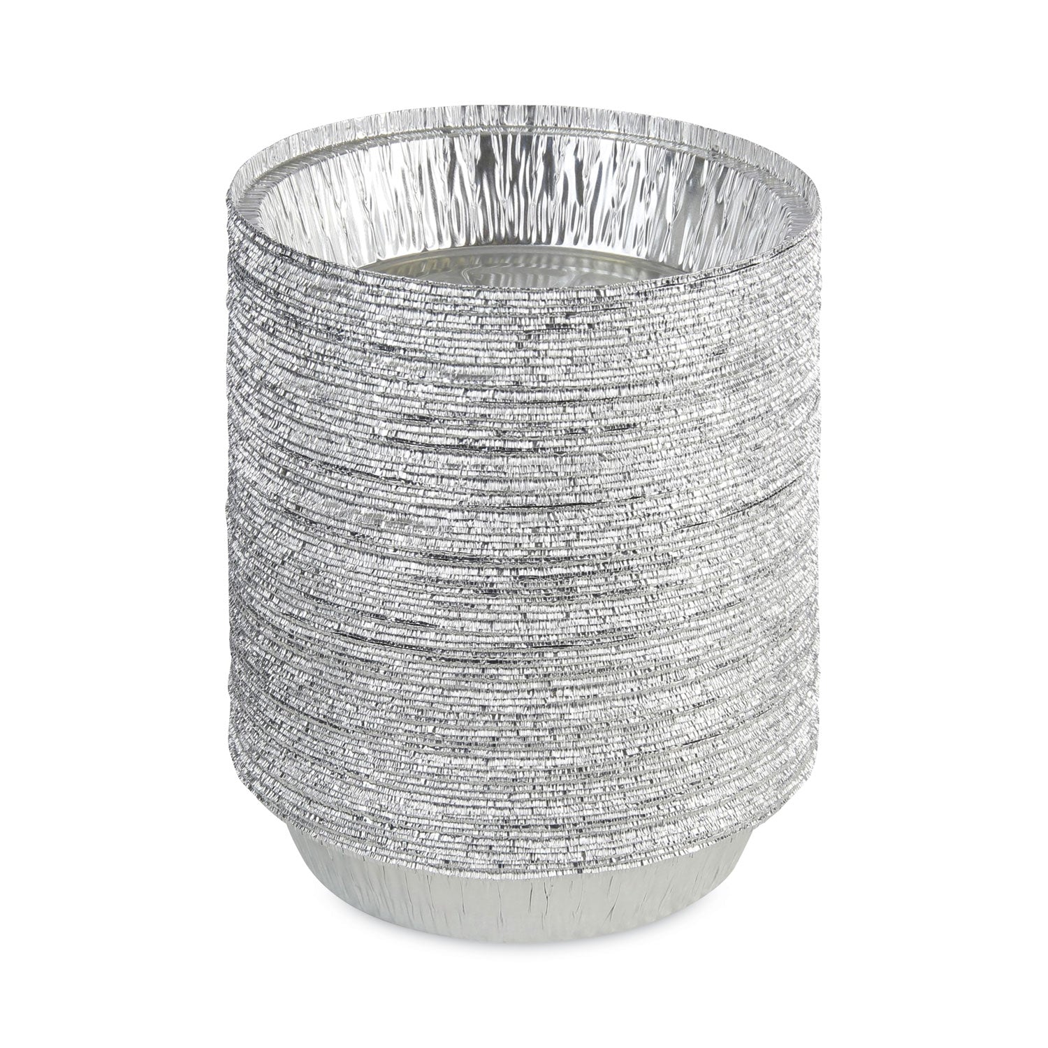 Round Aluminum To-Go Containers, 24 oz, 7" Diameter x 1.47"h, Silver, 500/Carton