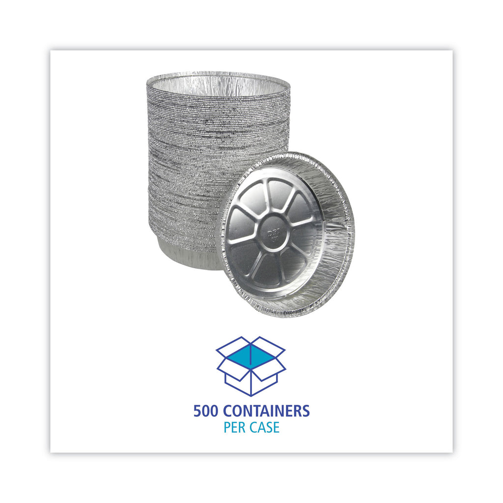 Round Aluminum To-Go Containers, 48 oz, 9" Diameter x 1.66"h, Silver, 500/Carton