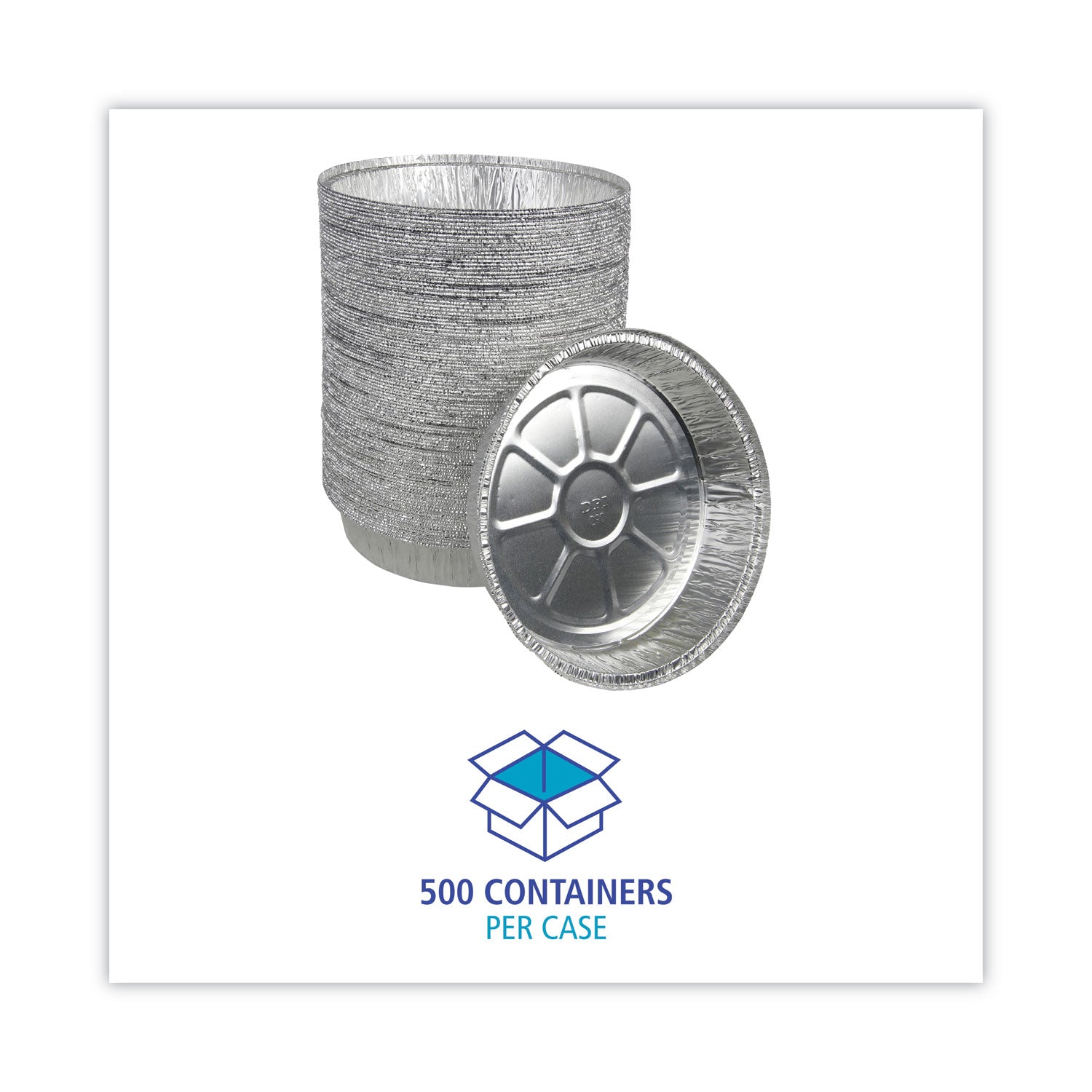 Round Aluminum To-Go Containers, 48 oz, 9" Diameter x 1.66"h, Silver, 500/Carton
