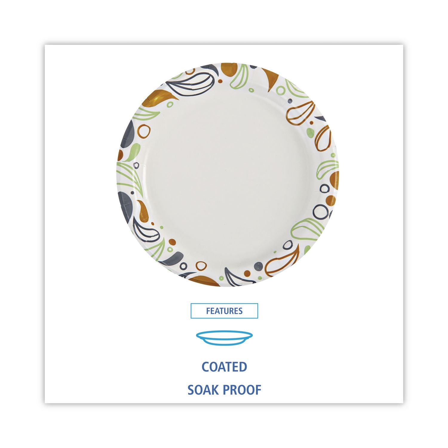 Deerfield Printed Paper Plates, 6" Dia, Coated/Soak Proof, Multicolor, 250/Pack, 4 Packs/Carton