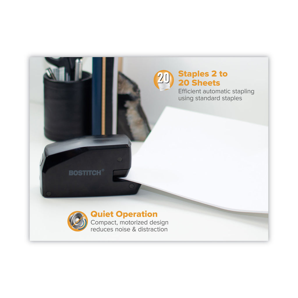 MDS20 Portable Electric Stapler, 20-Sheet Capacity, Black