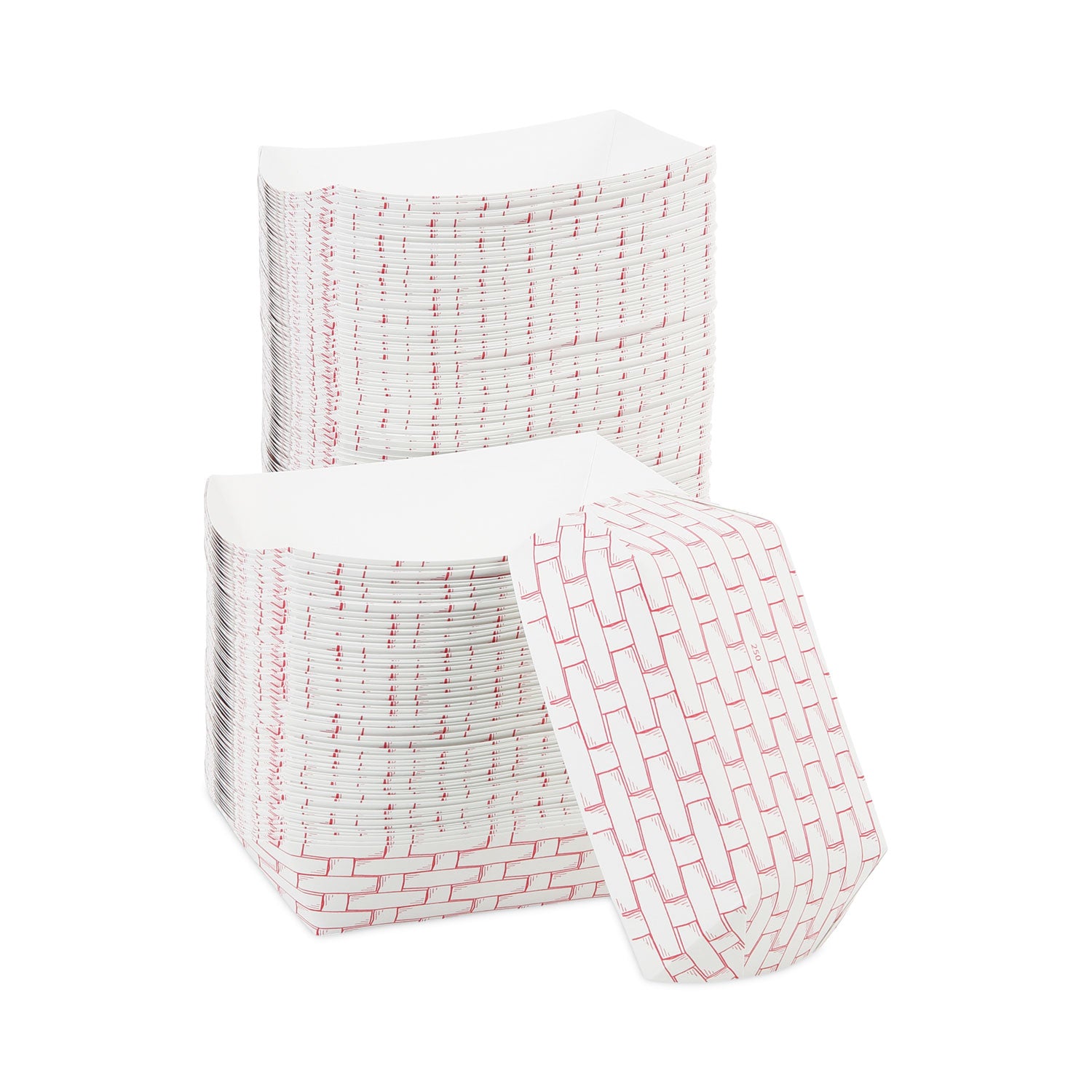 Paper Food Baskets, 2.5 lb Capacity, Red/White, 500/Carton - 