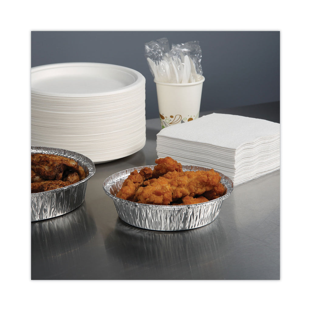Round Aluminum To-Go Containers, 24 oz, 7" Diameter x 1.47"h, Silver, 500/Carton