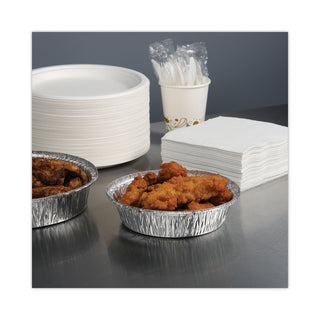 Round Aluminum To-Go Containers, 24 oz, 7" Diameter x 1.47"h, Silver, 500/Carton