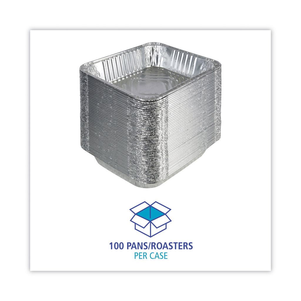 Aluminum Steam Table Pans, Half-Size Deep128 oz., 2.56" Deep, 10.38 x 12.75, 100/Carton