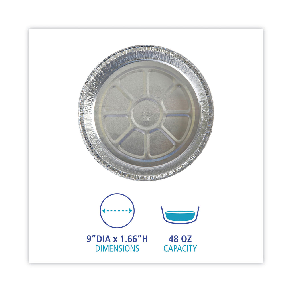 Round Aluminum To-Go Containers, 48 oz, 9" Diameter x 1.66"h, Silver, 500/Carton