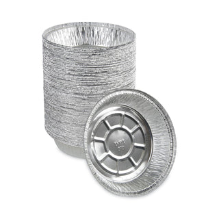 Round Aluminum To-Go Containers, 24 oz, 7" Diameter x 1.47"h, Silver, 500/Carton