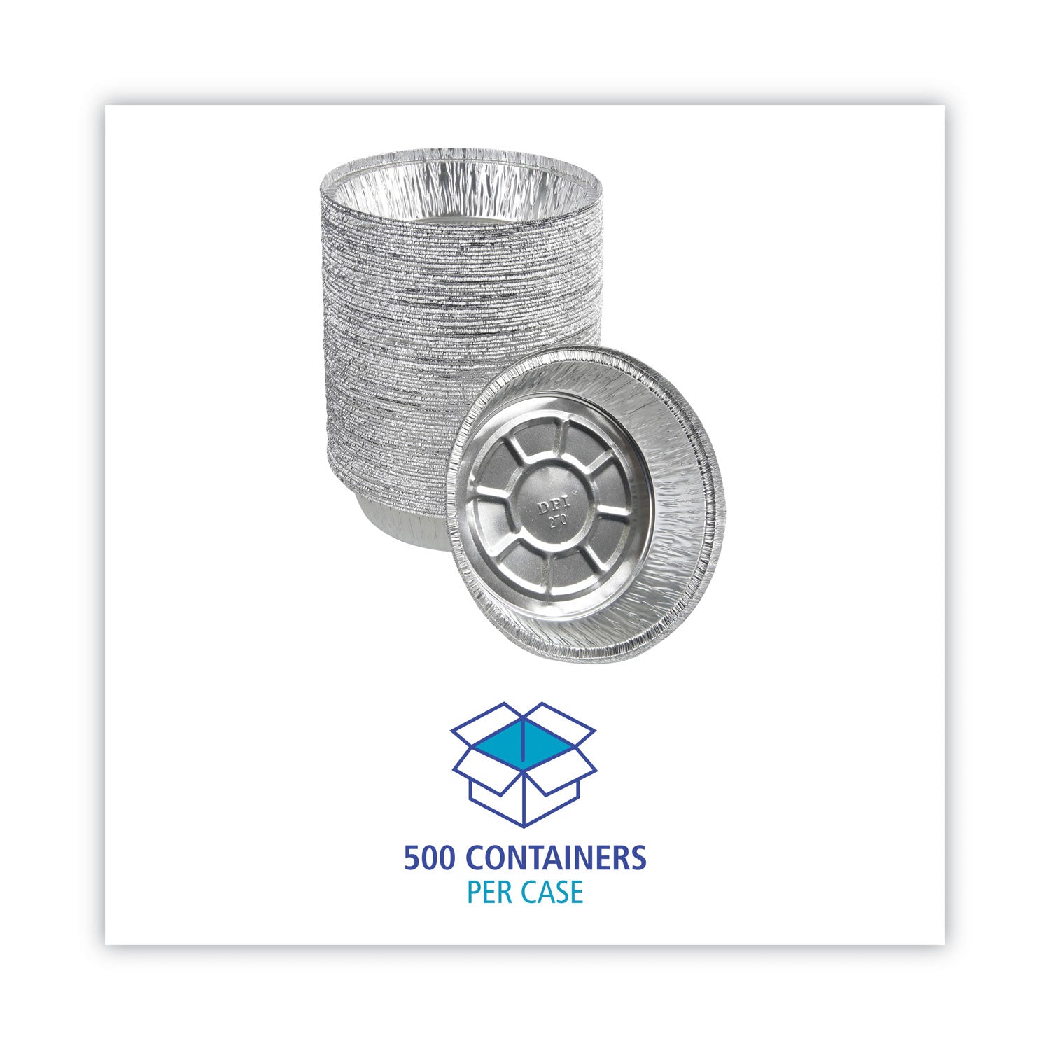 Round Aluminum To-Go Containers, 24 oz, 7" Diameter x 1.47"h, Silver, 500/Carton