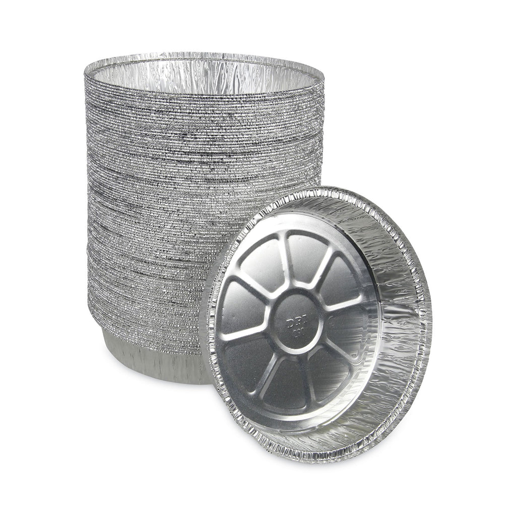 Round Aluminum To-Go Containers, 48 oz, 9" Diameter x 1.66"h, Silver, 500/Carton