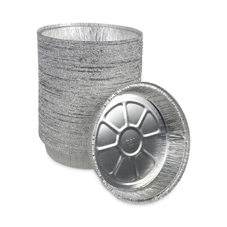 Round Aluminum To-Go Containers, 48 oz, 9" Diameter x 1.66"h, Silver, 500/Carton