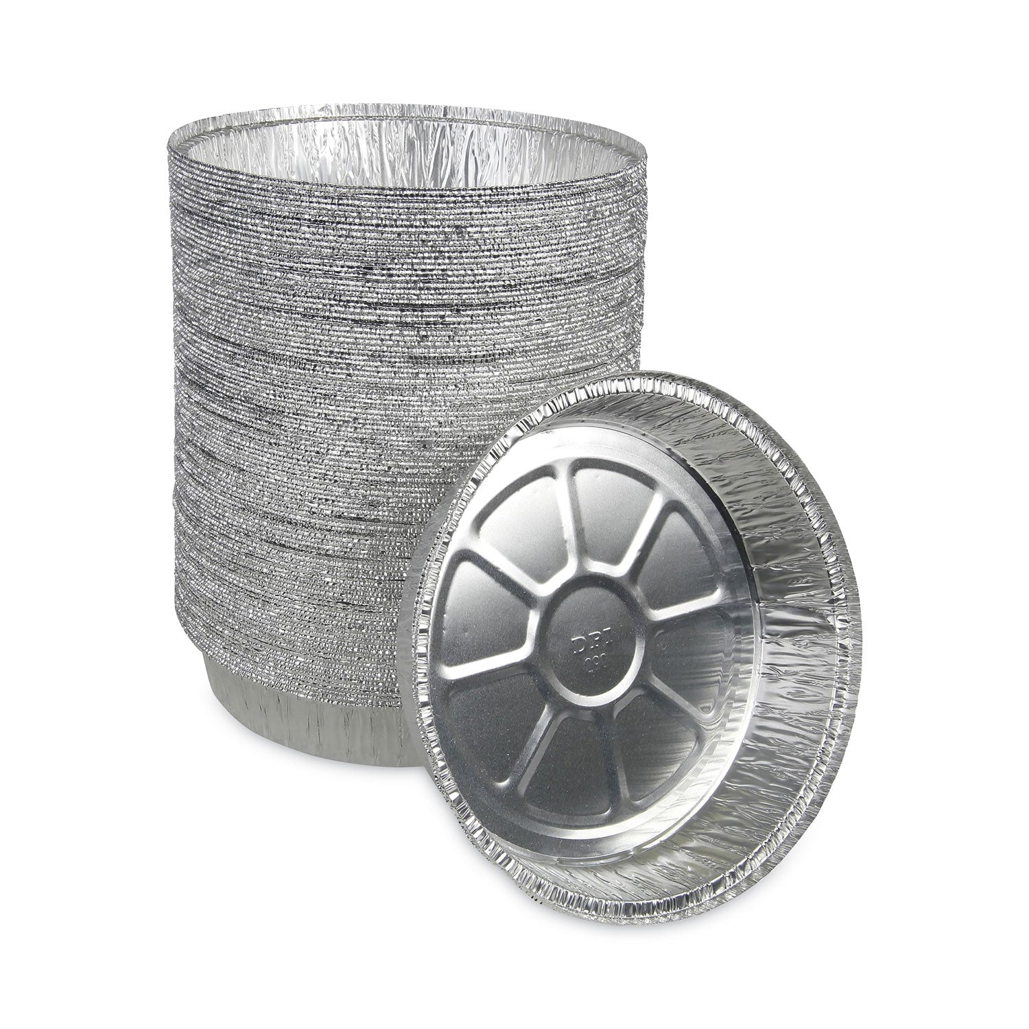 Round Aluminum To-Go Containers, 48 oz, 9" Diameter x 1.66"h, Silver, 500/Carton