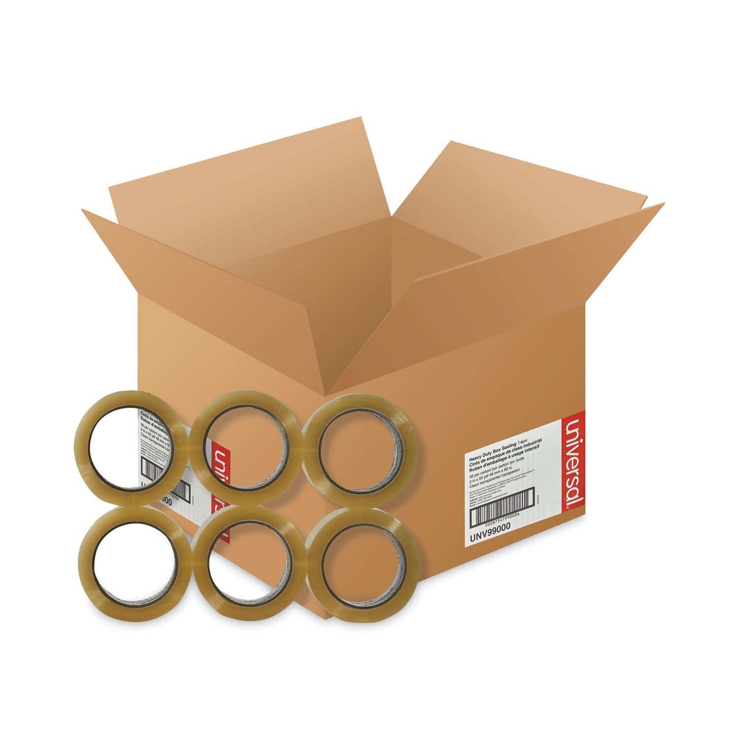 Heavy-Duty Box Sealing Tape, 3" Core, 1.88" x 54.6 yds, Clear, 36/Box - 