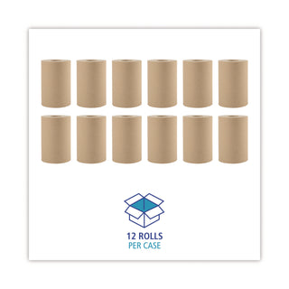 Hardwound Paper Towels, 1-Ply, 8" x 350 ft, Natural, 12 Rolls/Carton