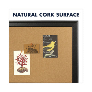 Cork Bulletin Board with Black Frame, 17 x 11, Tan Surface