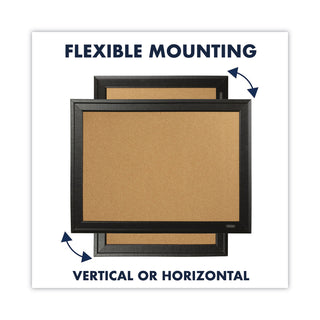 Cork Bulletin Board with Black Frame, 17 x 11, Tan Surface