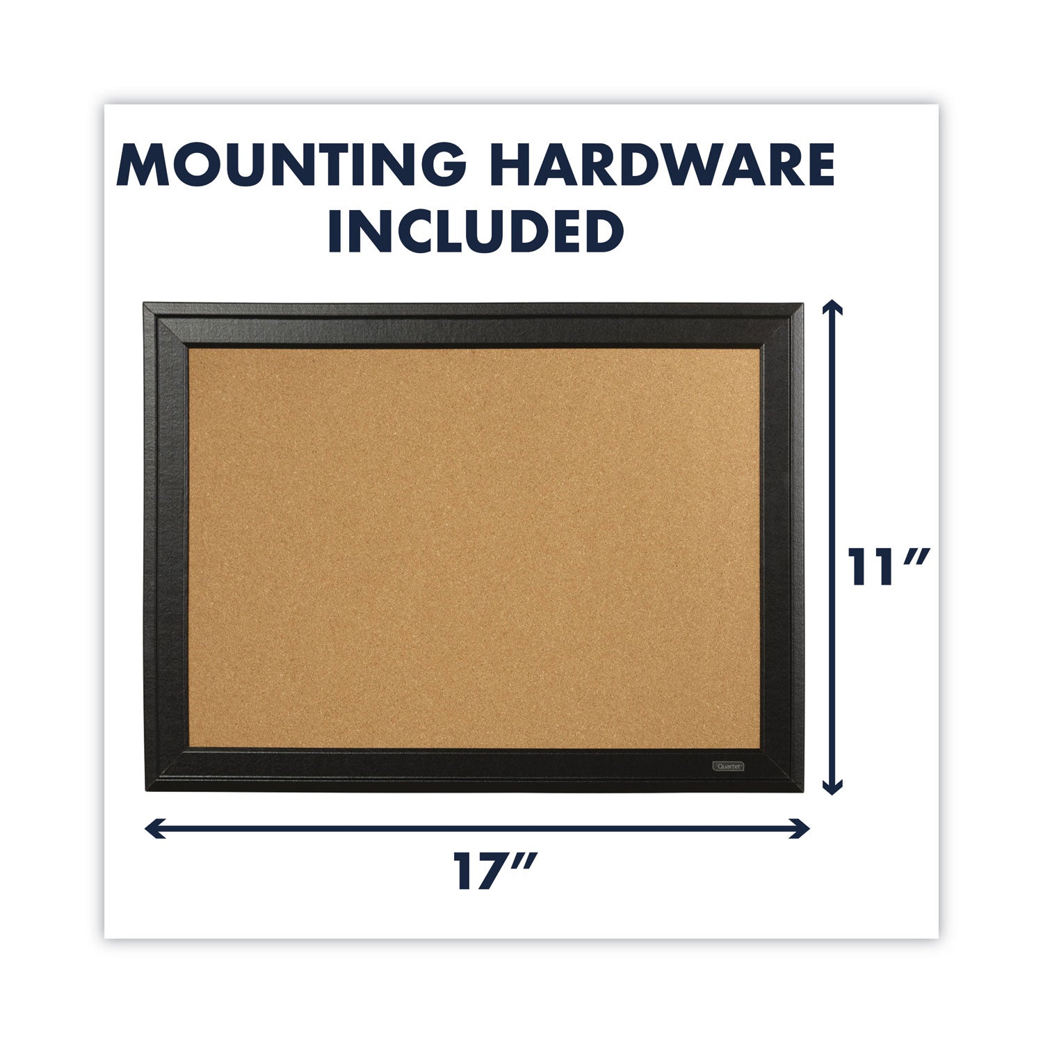 Cork Bulletin Board with Black Frame, 17 x 11, Tan Surface