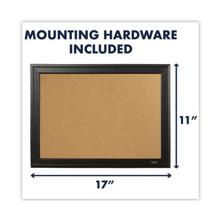 Cork Bulletin Board with Black Frame, 17 x 11, Tan Surface
