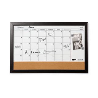 Home Decor Magnetic Combo Dry Erase Board with Cork Board on Bottom, 23 x 17, Tan/White Surface, Espresso Wood Frame