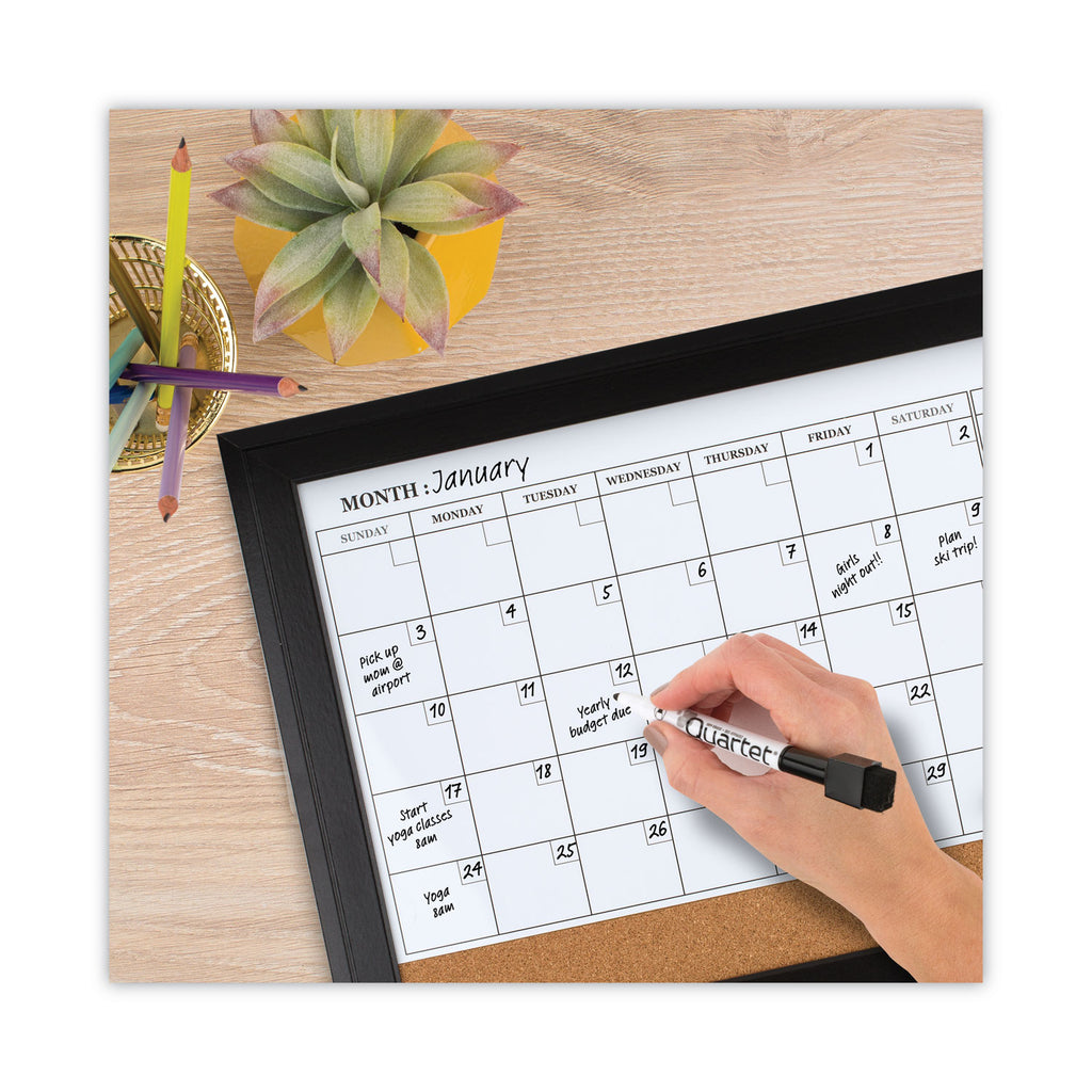 Home Decor Magnetic Combo Dry Erase Board with Cork Board on Bottom, 23 x 17, Tan/White Surface, Espresso Wood Frame