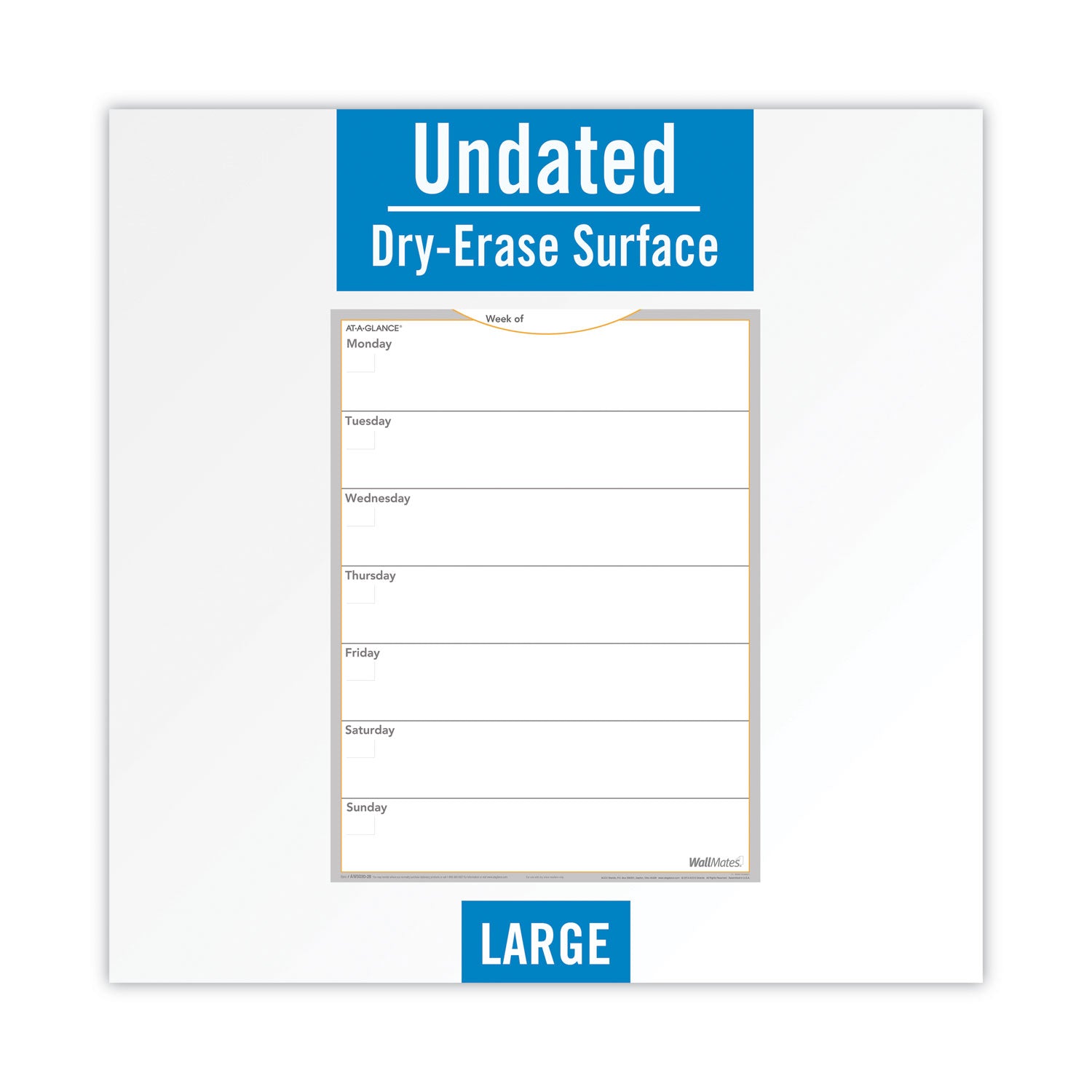 WallMates Self-Adhesive Dry Erase Weekly Planning Surfaces, 18 x 24, White/Gray/Orange Sheets, Undated - 