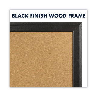 Cork Bulletin Board with Black Frame, 17 x 11, Tan Surface