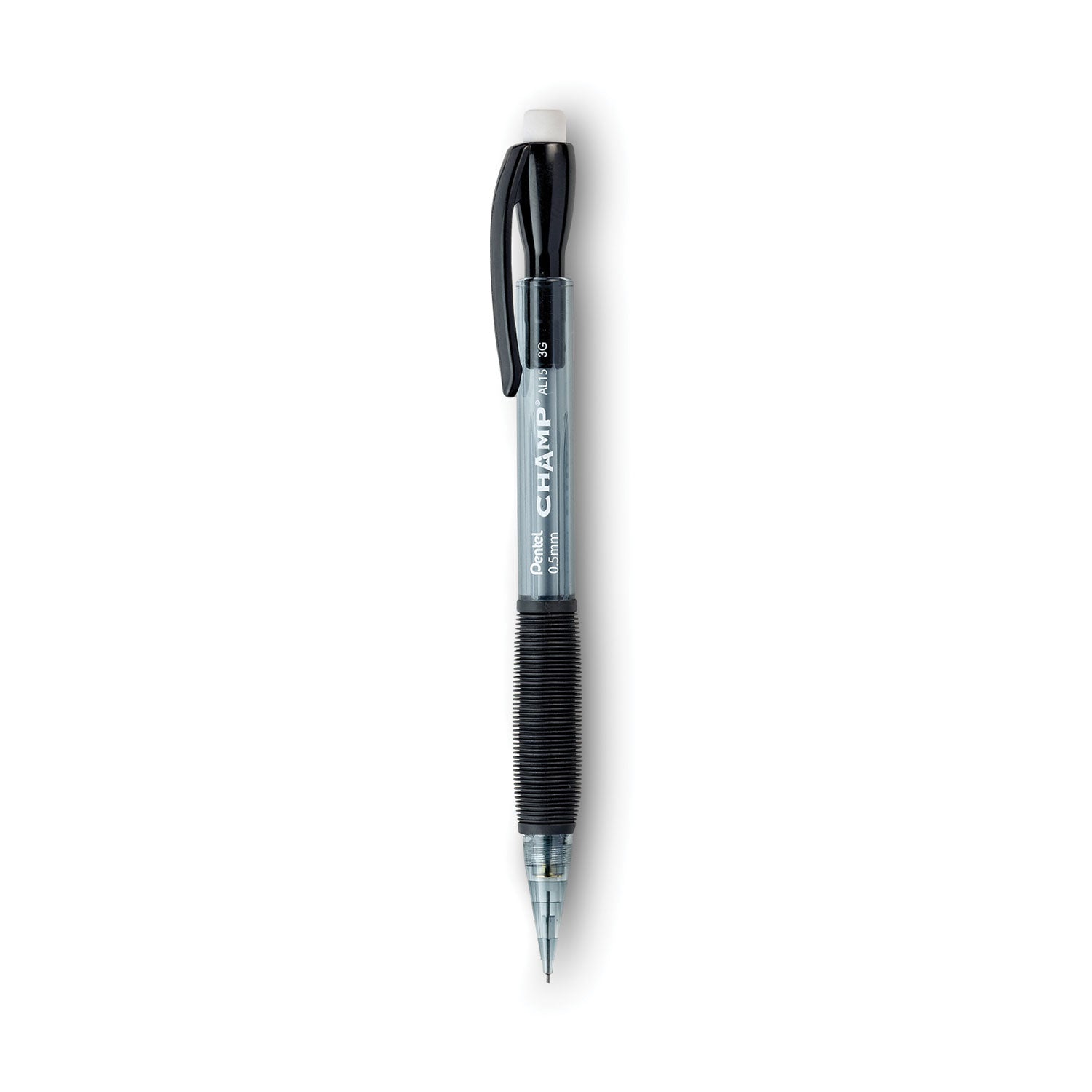 Champ Mechanical Pencil, 0.5 mm, HB (#2), Black Lead, Translucent Gray Barrel, Dozen - 