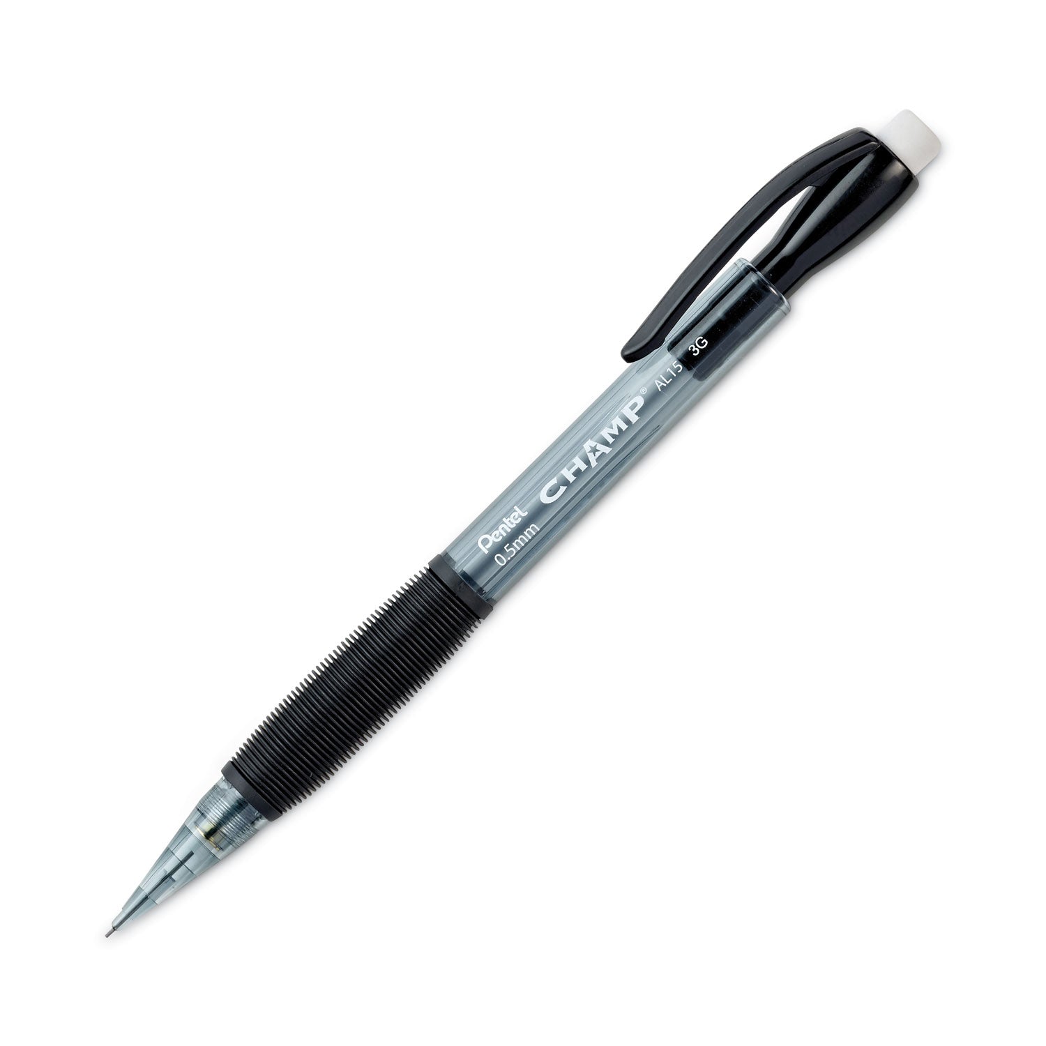 Champ Mechanical Pencil, 0.5 mm, HB (#2), Black Lead, Translucent Gray Barrel, Dozen - 
