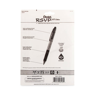 R.S.V.P. RT Ballpoint Pen, Retractable, Medium 1 mm, Assorted Ink Colors, Clear Barrel, 8/Pack