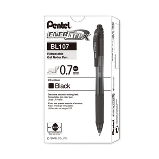EnerGel-X Gel Pen, Retractable, Medium 0.7 mm, Black Ink, Smoke/Black Barrel, Dozen