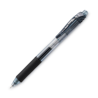EnerGel-X Gel Pen, Retractable, Fine 0.5 mm Needle Tip, Black Ink, Clear/Black Barrel, Dozen - 