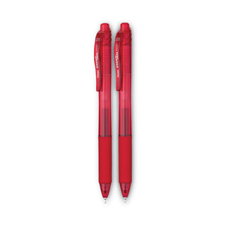 EnerGel-X Gel Pen, Retractable, Fine 0.5 mm Needle Tip, Red Ink, Translucent Red/Red Barrel, Dozen - 