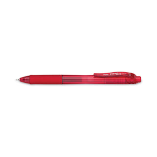 EnerGel-X Gel Pen, Retractable, Fine 0.5 mm Needle Tip, Red Ink, Translucent Red/Red Barrel, Dozen - 