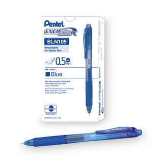 EnerGel-X Gel Pen, Retractable, Fine 0.5 mm Needle Tip, Blue Ink, Translucent Blue/Blue Barrel, Dozen - 