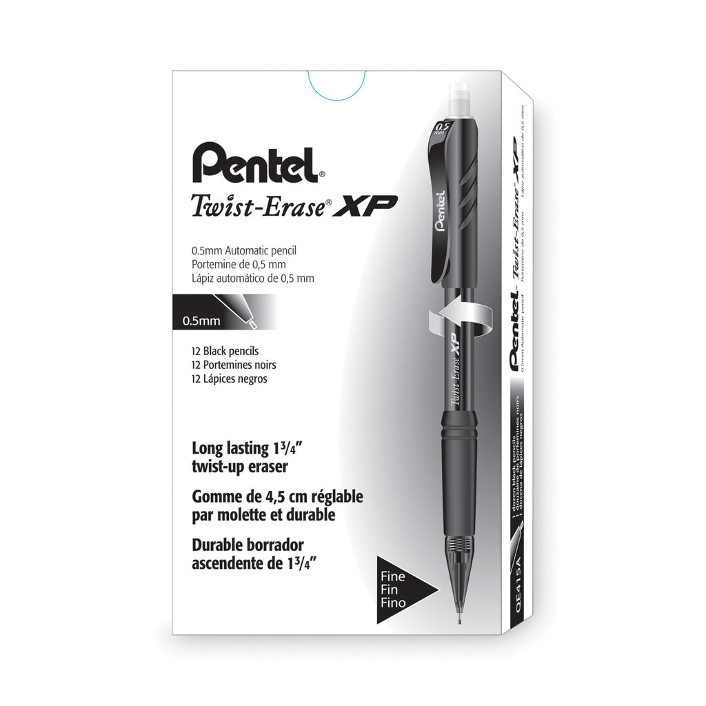 Twist-Erase EXPRESS Mechanical Pencil, 0.5 mm, HB (#2), Black Lead, Black Barrel, Dozen
