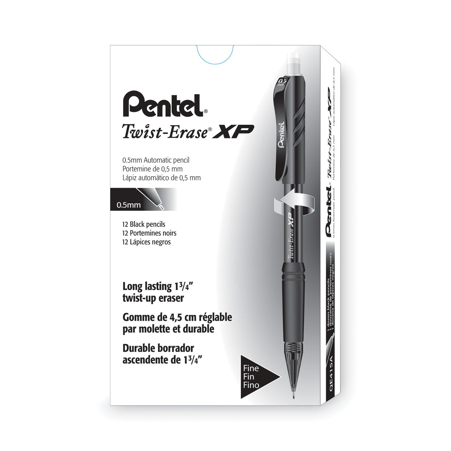 Twist-Erase EXPRESS Mechanical Pencil, 0.5 mm, HB (#2), Black Lead, Black Barrel, Dozen