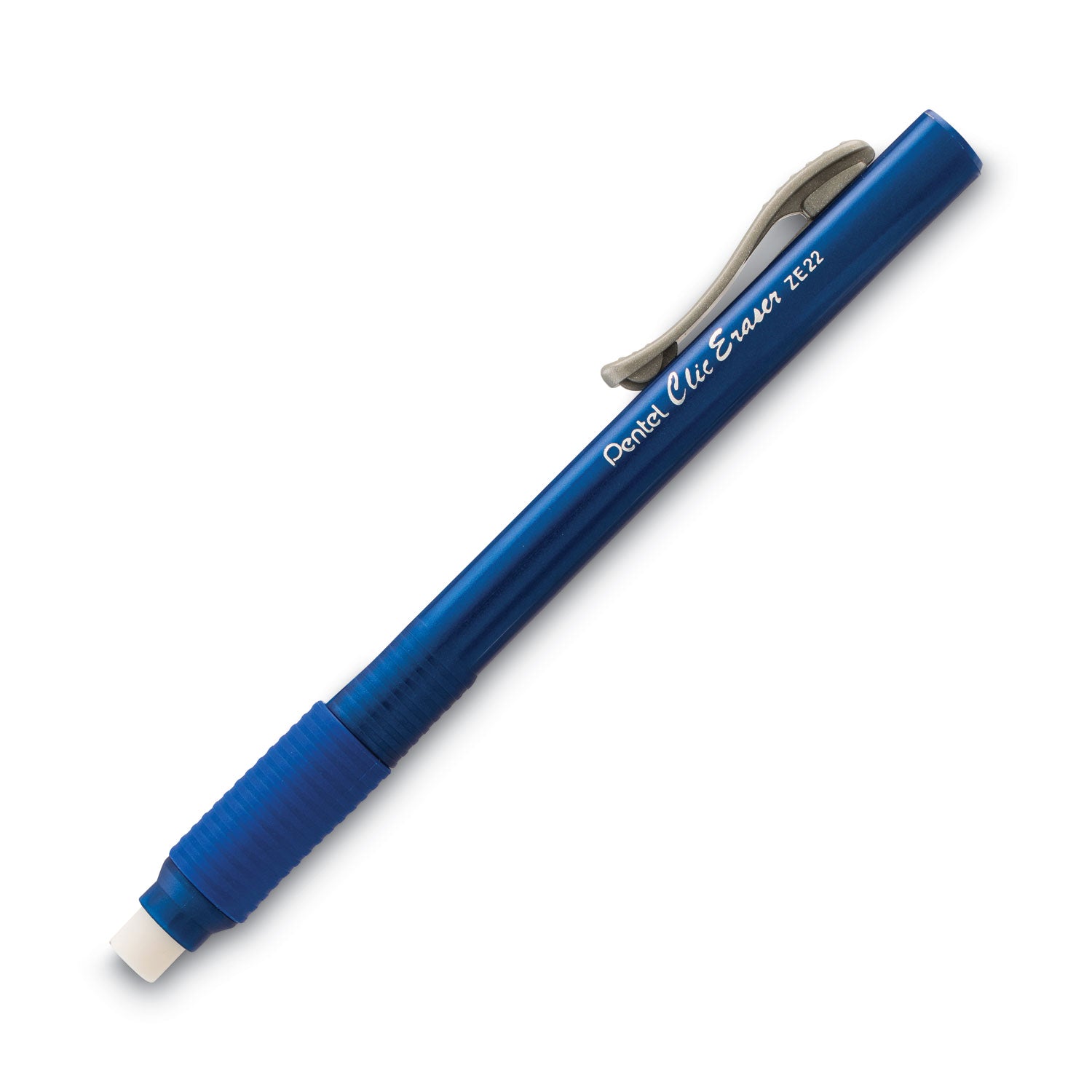 Clic Eraser Grip Eraser, For Pencil Marks, White Eraser, Randomly Assorted Barrel Color, 3/Pack