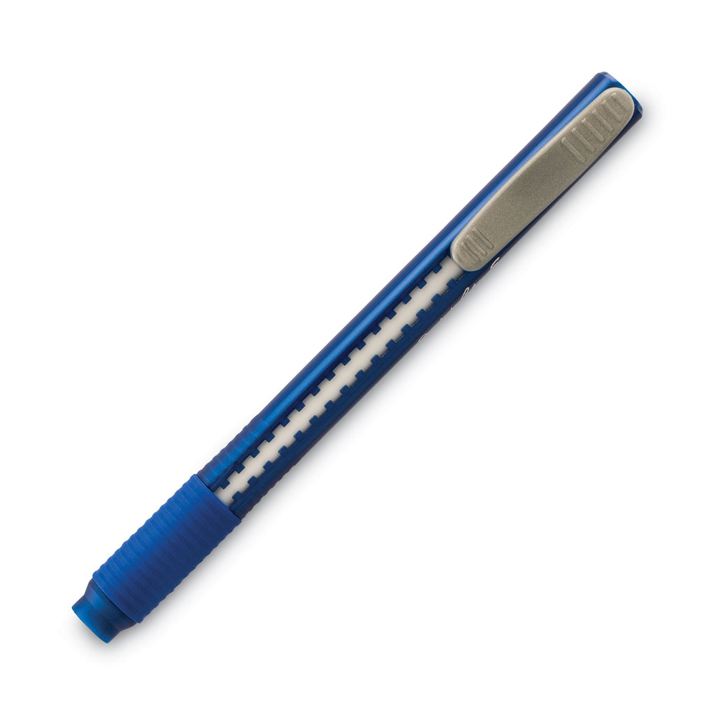 Clic Eraser Grip Eraser, For Pencil Marks, White Eraser, Randomly Assorted Barrel Color, 3/Pack