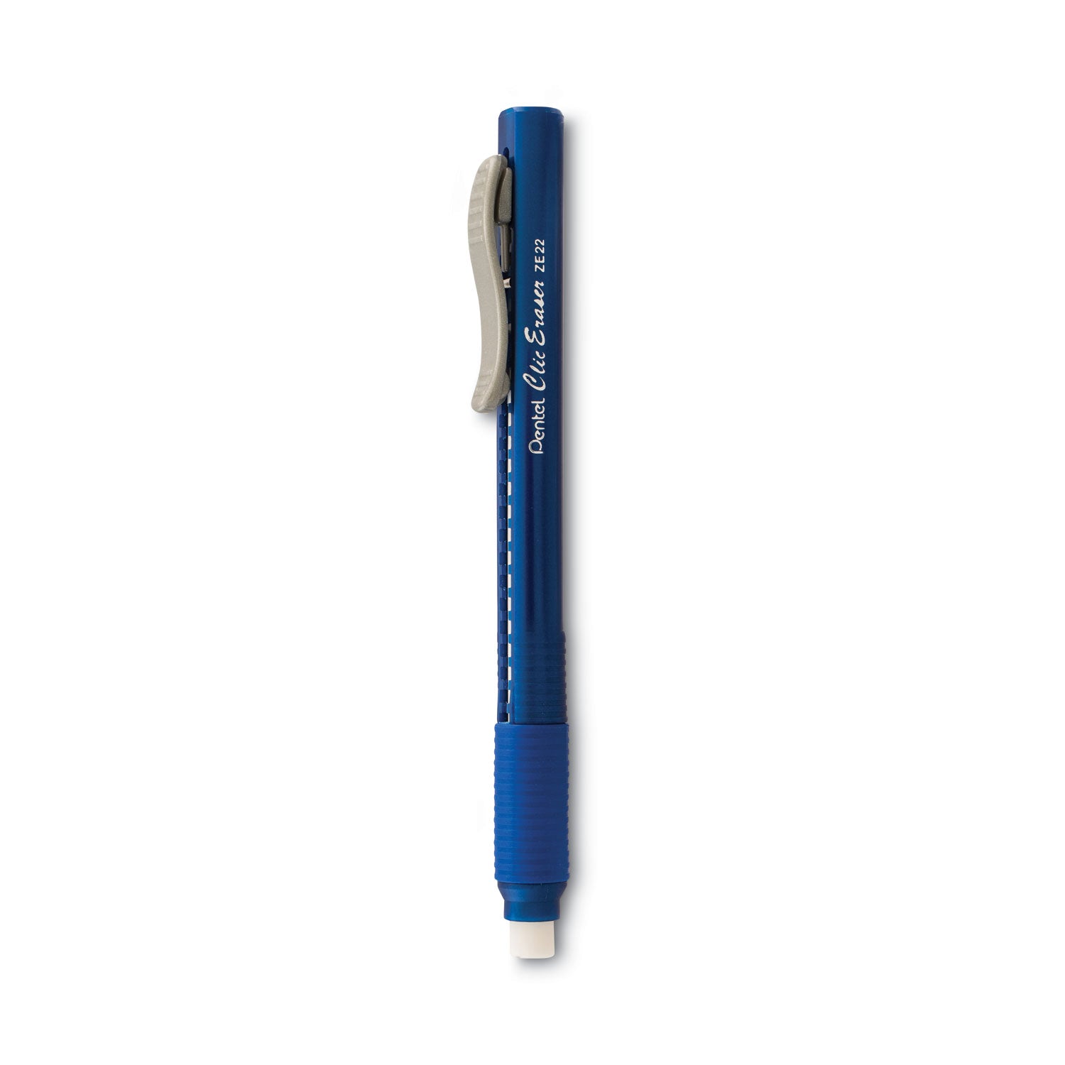 Clic Eraser Grip Eraser, For Pencil Marks, White Eraser, Blue Barrel - 