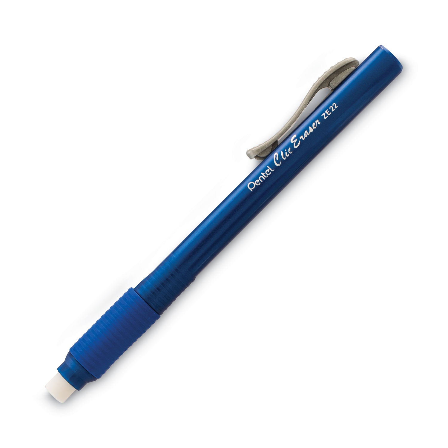 Clic Eraser Grip Eraser, For Pencil Marks, White Eraser, Blue Barrel - 