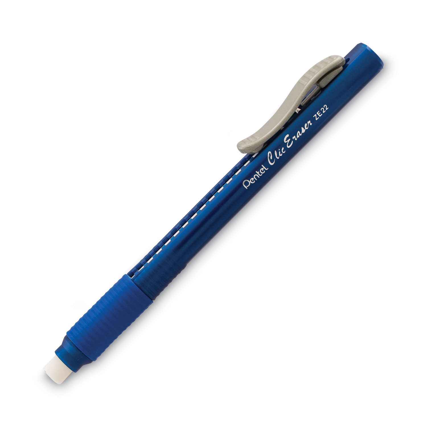 Clic Eraser Grip Eraser, For Pencil Marks, White Eraser, Blue Barrel - 