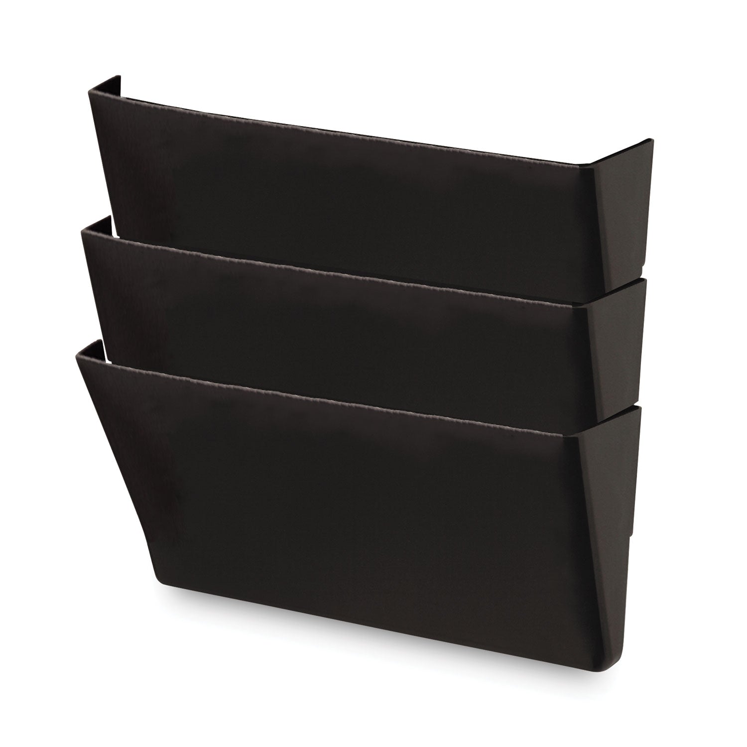 Wall File Pockets, 3 Sections, Letter Size,13" x 4.13" x 14.5", Black, 3/Pack - 