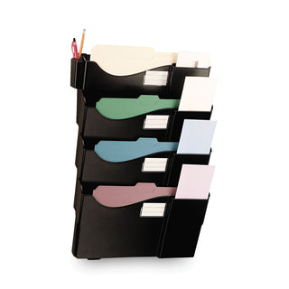 Grande Central Filing System, 4 Sections, Legal/Letter Size, Wall Mount, 16.63" x 4.75" x 27.5", Black, 4/Pack - 