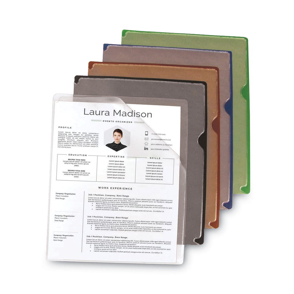 Deluxe Vinyl Project Folders, Letter Size, Assorted Colors, 35/Box - 