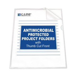 Antimicrobial Protected Poly Project Folders, Letter Size, Clear, 25/Box - 