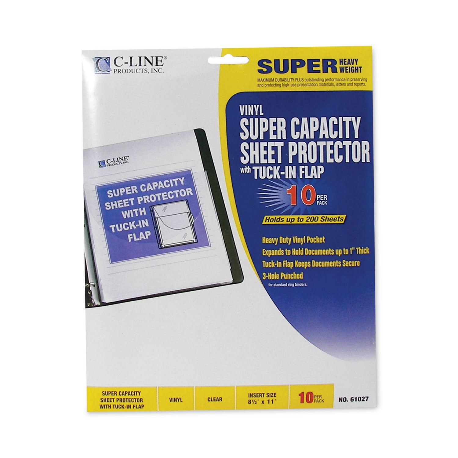 Super Capacity Sheet Protectors with Tuck-In Flap, 200", Letter Size, 10/Pack - 