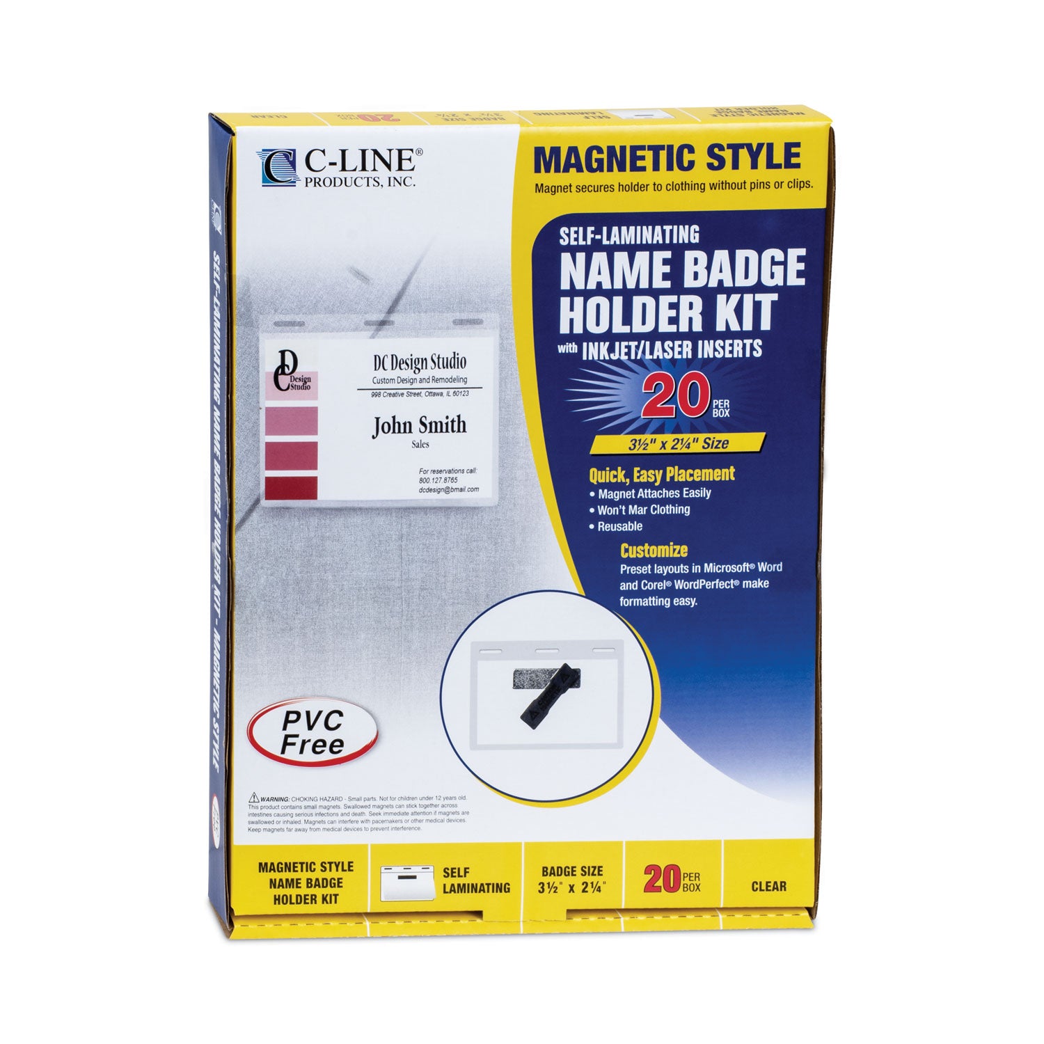 self-laminating-magnetic-style-name-badge-holder-kit-2-x-3-clear-20-box_cli92823 - 5