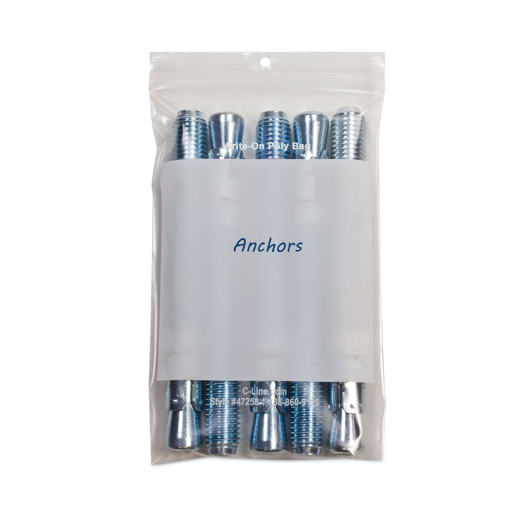 Write-On Poly Bags, 2 mil, 5" x 8", Clear, 1,000/Carton